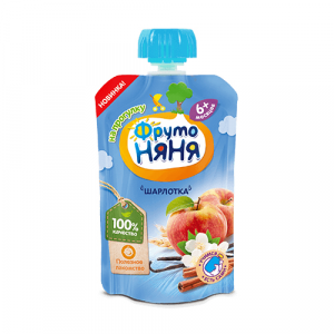 Пюре ФрутоНяня Шарлотка из яблок с печеньем с 6 мес, 90г