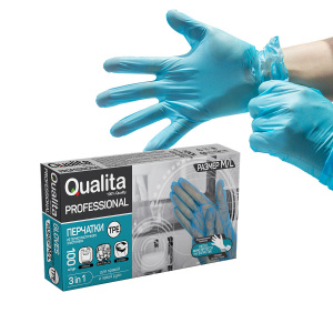 Перчатки из термопласт ластомера Qualita M-L 1 пара