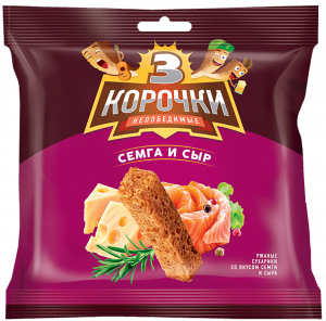 Сухарики Три корочки ржаные семга и сыр 100г