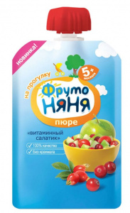 Пюре Фруто Няня (салатик ябл/шиповн/клюква ) 90гр м/у