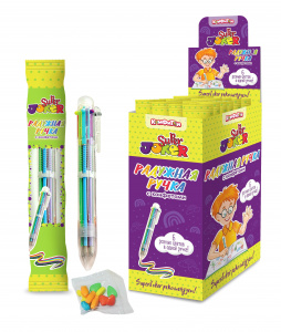 Супер Джокер Радужная ручка 6 цветов  с конфетами 2гр