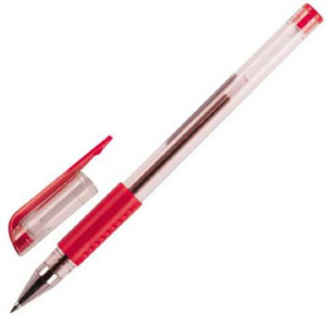 Ручка гелевая красная прозр корпус KLERK