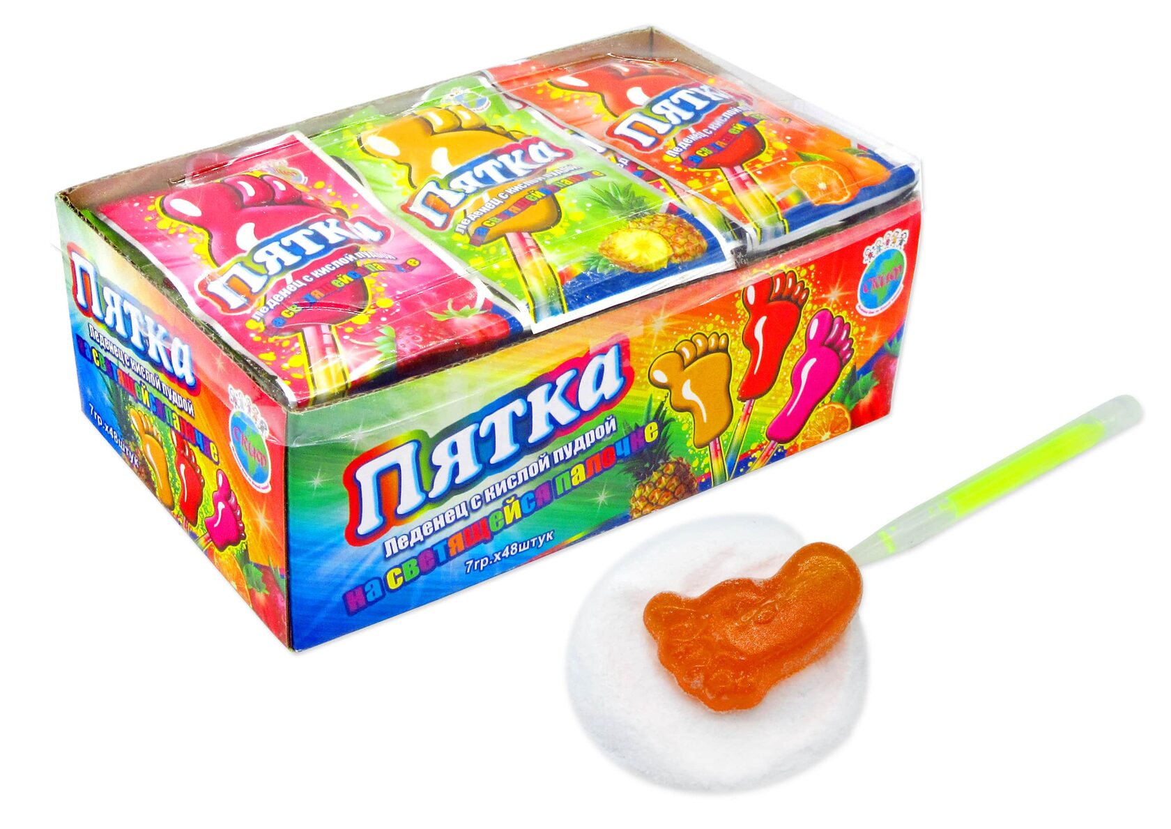 Электрошок леденец с кислой пудрой Пятка 10гр