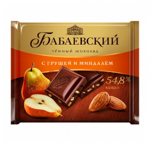 Шоколад темный Бабаевский с грушей и миндалем 70г