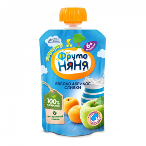 Пюре Фруто Няня (яблоко абрикос со сливками) 90гр м/у