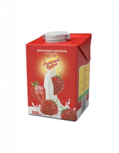 Коктейль молочный Солнышко Кубани 2,5% клубника ,0,5л