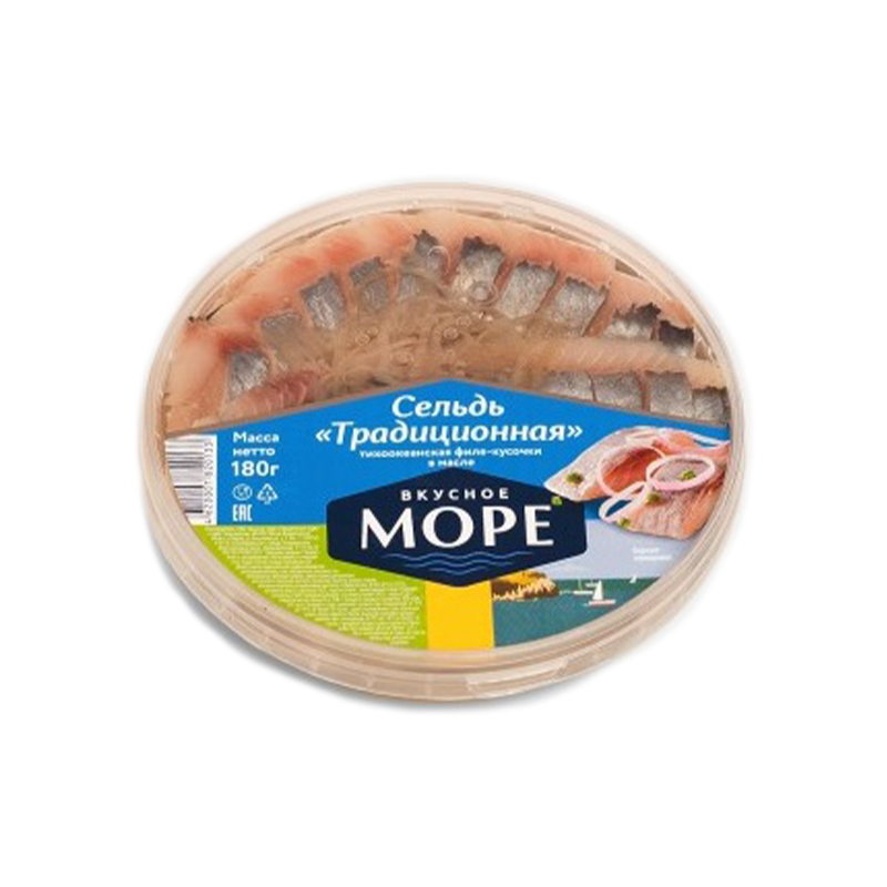 Пресервы сельдь филе-кусочки в масле "традиционная", 180г