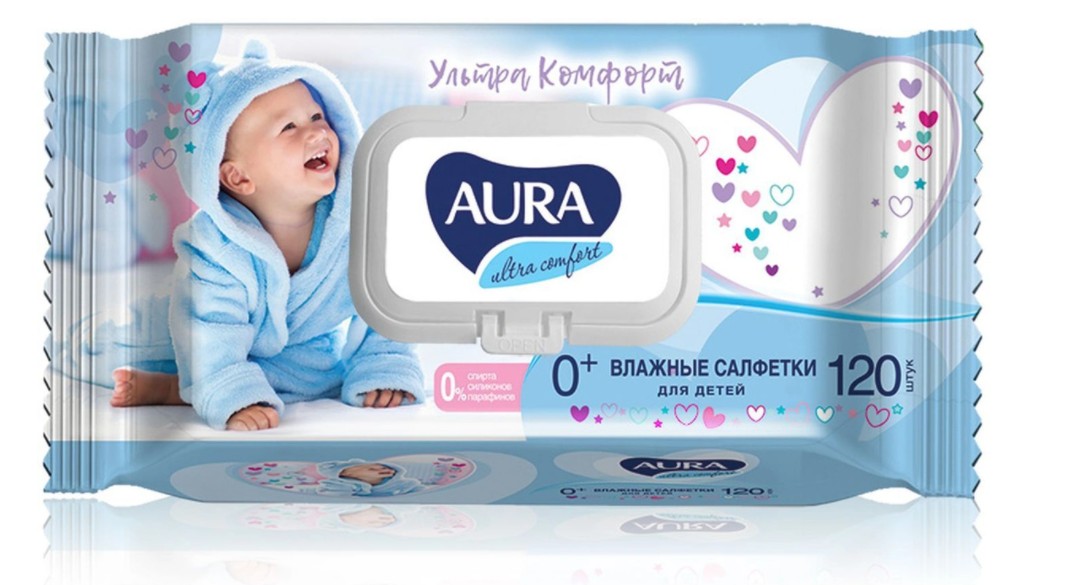 Влажные салфетки АУРА ультракомфорт для детей, 120шт.