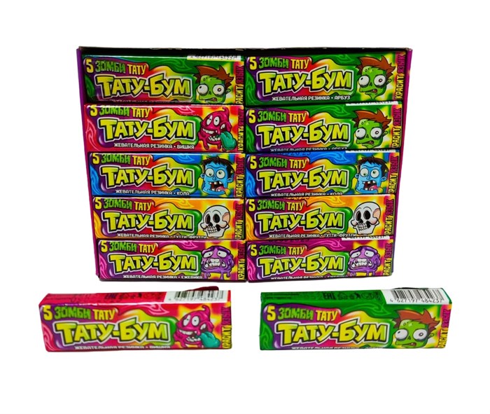 Жевательная резинка Тату Бум Зомби красящий язык 12,5г