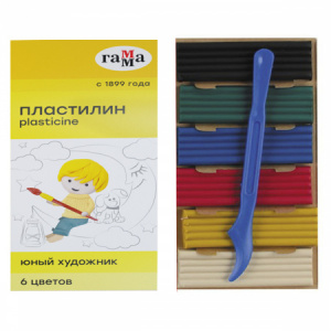 Пластилин 6 цв 84гр Юный художник со стеком Гамма
