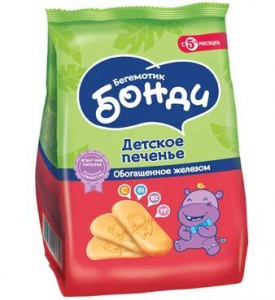 Печенье обогащенное железом тм "Бегемотик Бонди", 180 г