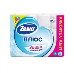 Туалетная бумага плюс без запаха ТМ Zewa , 12 рулонов