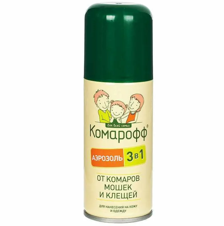 Аэрозоль 3 в 1 от комаров,клещей и мошек 100мл Комарофф