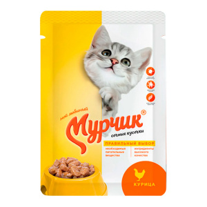 Корм для кошек "Мурчик", с курицей, 75 гр