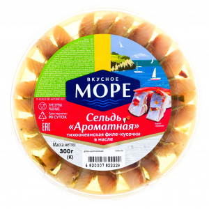 Пресервы сельдь филе-кусочки в масле "ароматная", 180г