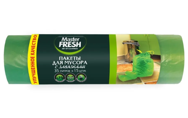 Мастер Фреш пакеты д/мусора 35л с завязками 15шт