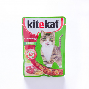 Корм для кошек KiteKat с говядиной в желе 85г