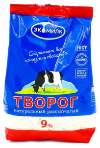 Творог Экомилк 9% 0,350гр
