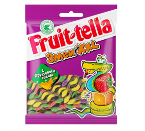 Мармелад Fruit-tella Змеи XXL c фруктовым соком со вкусами колы и лимона-яблока и клубники-малины и 