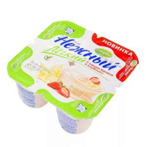 Йогурт Нежный легкий с соком банан, клубника 95г