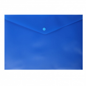 Папка-конверт с кнопкой А4 240*340мм 0,18мм розрачная,синяя KLERK