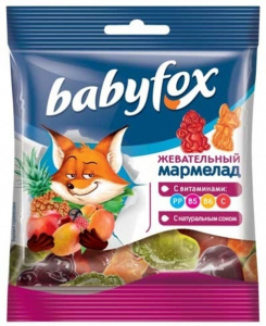 Жевательный мармелад Baby fox c витаминами ассорти вкусов 30г