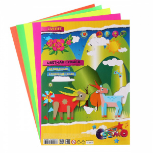 Набор цветной бумаги А4 6л 6цв мелованная Аплика