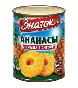 Ананасы кольца в сиропе Знаток 830мл