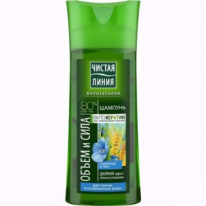 Шампунь Чистая линия Фитотерапия объем и сила для тонких и ослабленных волос, пшеница и лен, 250мл.