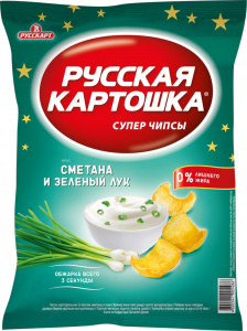 Чипсы Русская картошка картофельные со вкусом сметаны и лука 80 гр.