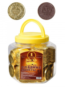 Сладкие монеты 1доллар в банке 6г