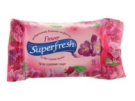 Влажные салфетки SuperFresh в ассортименте, 15 шт.