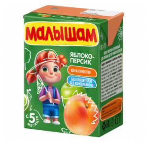 Нектар Малышам яблочно-персиковый с мякотью с 3 лет 200г