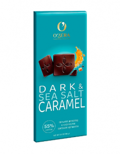 Шоколад горький O'zera Dark & Sea salt caramel Соленая карамель 55% какао 90г