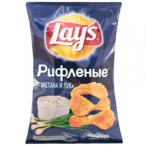 Чипсы Лейз рифленые Сметана и лук 140г