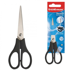 Ножницы ERICH KRAUSE "Standard" 170мм, черные, в карт. упак. с европодвесом, 21919