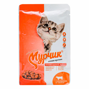 Корм для кошек Мурчик с говядиной в соусе, 75г