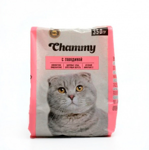 Полнорационный сухой корм Chammy для кошек с говядиной, 350 г
