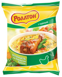 Вермишель б/п на домашнем бульоне с курицей Роллтон 60г 