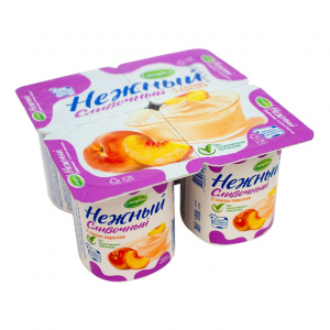Йогурт сливочный Нежный с соком персик 5% 100г