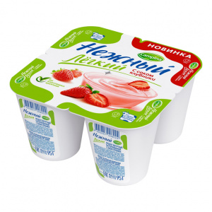 Йогурт Нежный легкий с соком клубника 0,1% 95г