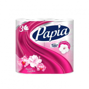 Туалетная бумага Папия Сикрет Гарден 3х слойная 4рулона