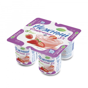 Йогурт сливочный Нежный с соком клубника 5% 100г
