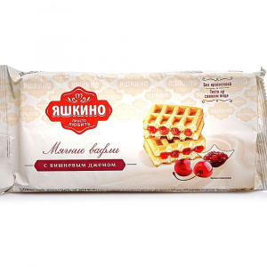 Мягкие вафли с вишневым джемом Яшкино 120г