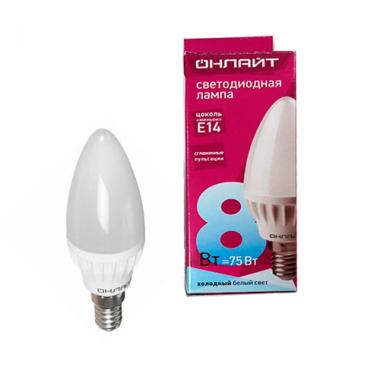 Лампа LED Онлайт С37 8Вт Е14 
