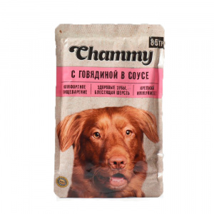 Корм консервированный для собак Chammy с говядиной в соусе, 85 г