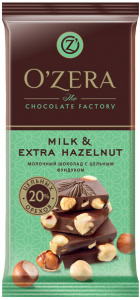 Шоколад молочный O'zera Milk & Extra Hazelnut Цельный фундук 90г