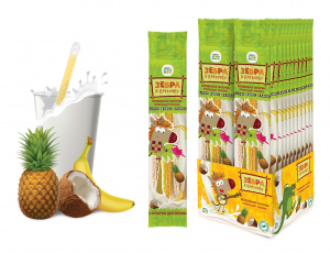 Зебра в леточку трубочки для молока банан,кокос,ананас 30гр
