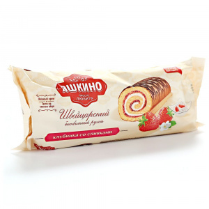 Рулет бисквитный клубника со сливками Яшкино 200г