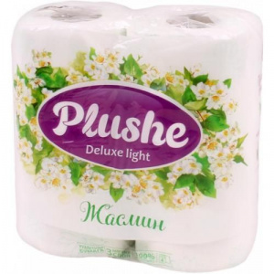 Туалетная бумага Плюше Делюкс Лайт 3-х слойная жасмин, 4шт